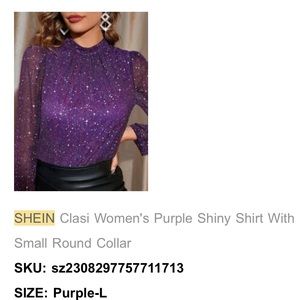 L SHEIN Purple shimmer long sleeve shirt